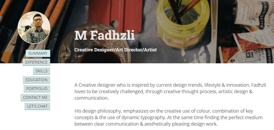 平面設計師簡歷網站範例四 平面設計師簡歷網站範例四